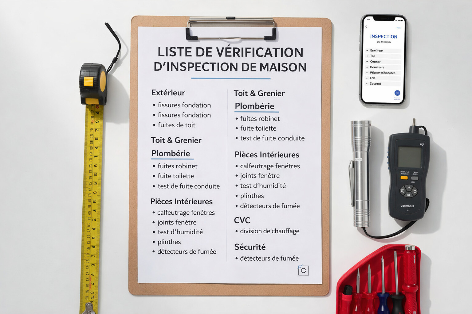 guide de l'investissement immobilier, checkliste d'imspection lors d'une visite immobilière